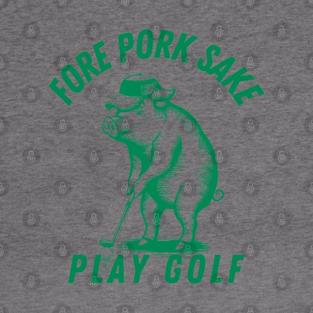 Green Golf Pun Funny Pig art by Prints.Berry